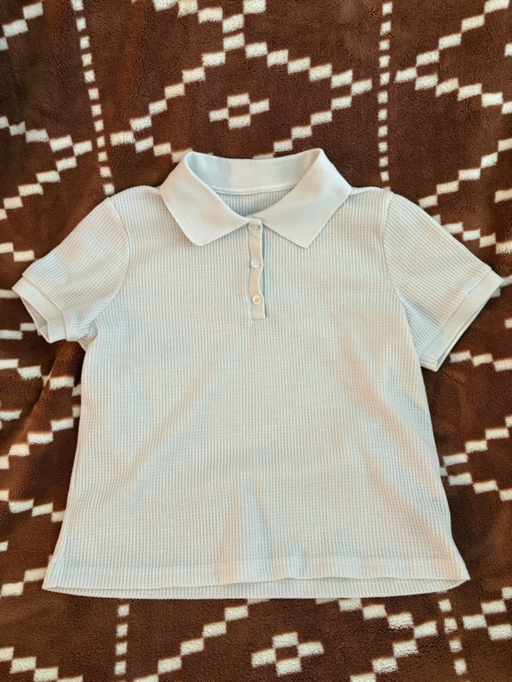 White Polo Shirt - Soft Waffle Knit